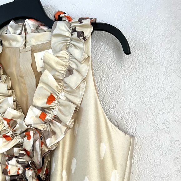 Kate Spade Brown Orange Beige A-line Sleeveless Designer Casual Dress size 6 - Picture 7 of 12